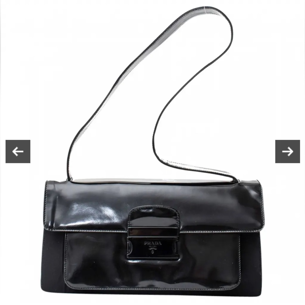 PRADA / Patent Black Leather Crossbody Bag